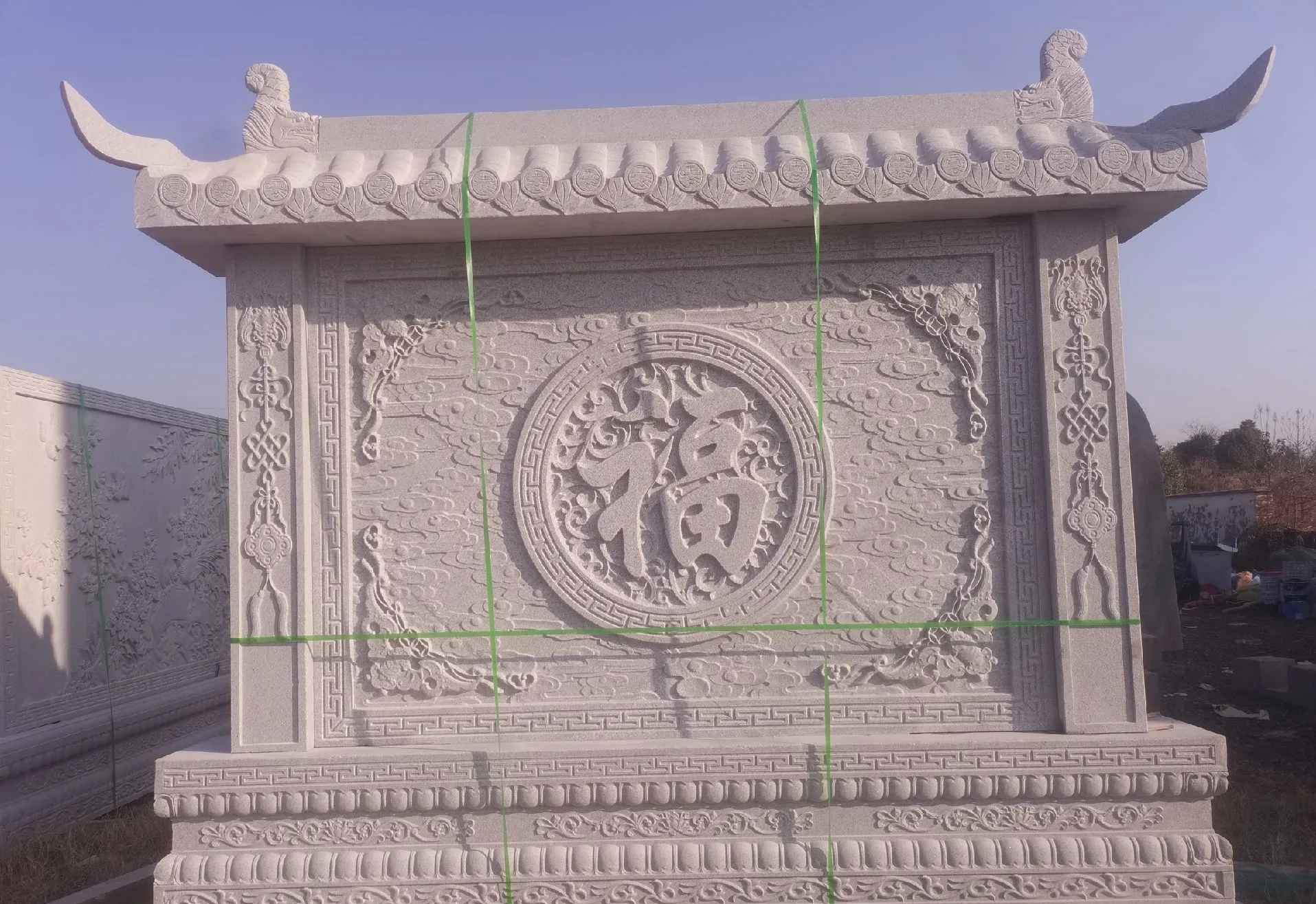 西藏 芝麻白花岗岩屏风，照壁，影壁
